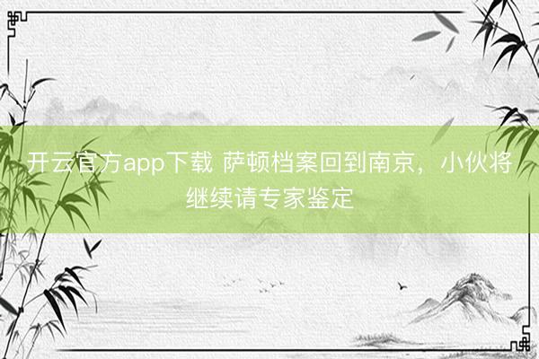 开云官方app下载 萨顿档案回到南京,小伙将继续请专家鉴定
