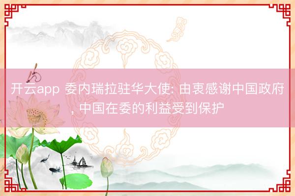 开云app 委内瑞拉驻华大使: 由衷感谢中国政府, 中国在委的利益受到保护