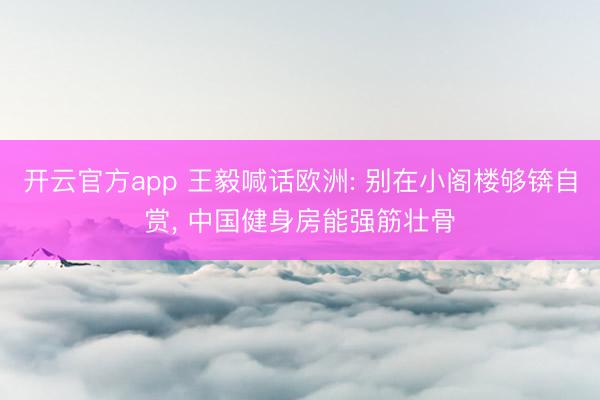 开云官方app 王毅喊话欧洲: 别在小阁楼够锛自赏, 中国健身房能强筋壮骨