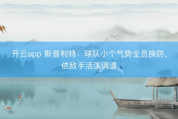 开云app 斯普利特：球队小个气势全员换防，依敌手活泼调遣