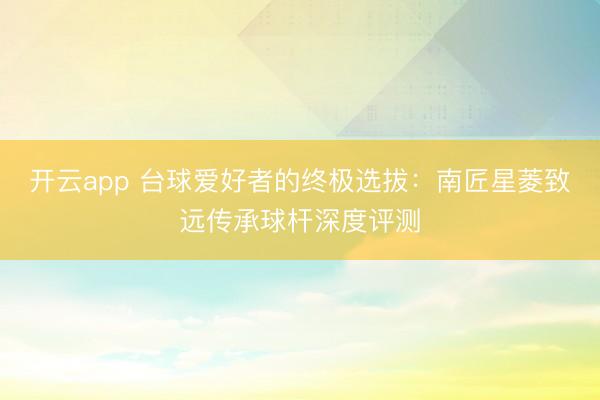 开云app 台球爱好者的终极选拔：南匠星菱致远传承球杆深度评测
