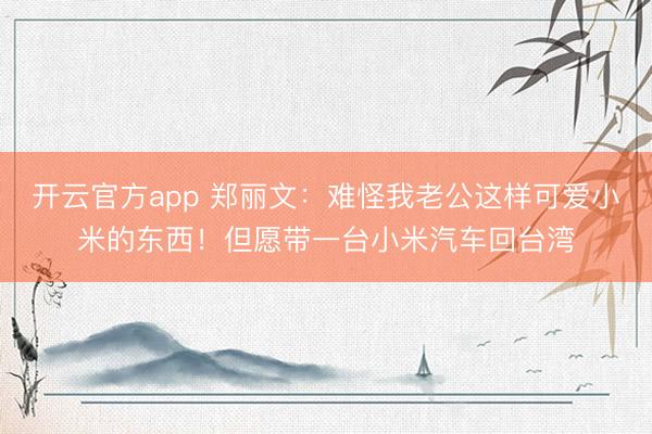 开云官方app 郑丽文:难怪我老公这样可爱小米的东西!但愿带一台小米汽车回台湾