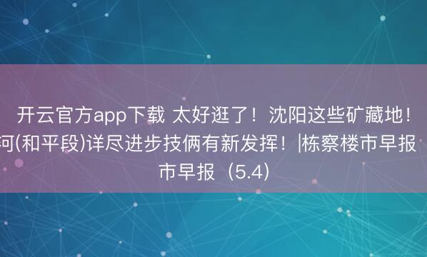 开云官方app下载 太好逛了！沈阳这些矿藏地！南运河(和平段)详尽进步技俩有新发挥！|栋察楼市早报（5.4）